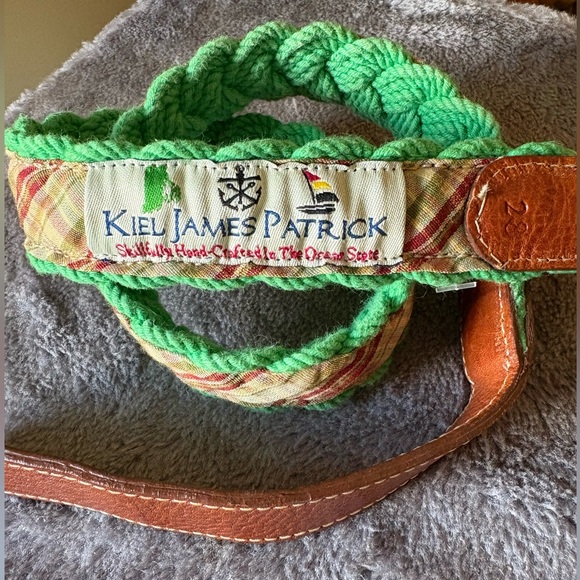 Kiel Jane Patrick Braided Rope Belt Preppy Nautical Green Pink Red Blue Plaid - Picture 1 of 5